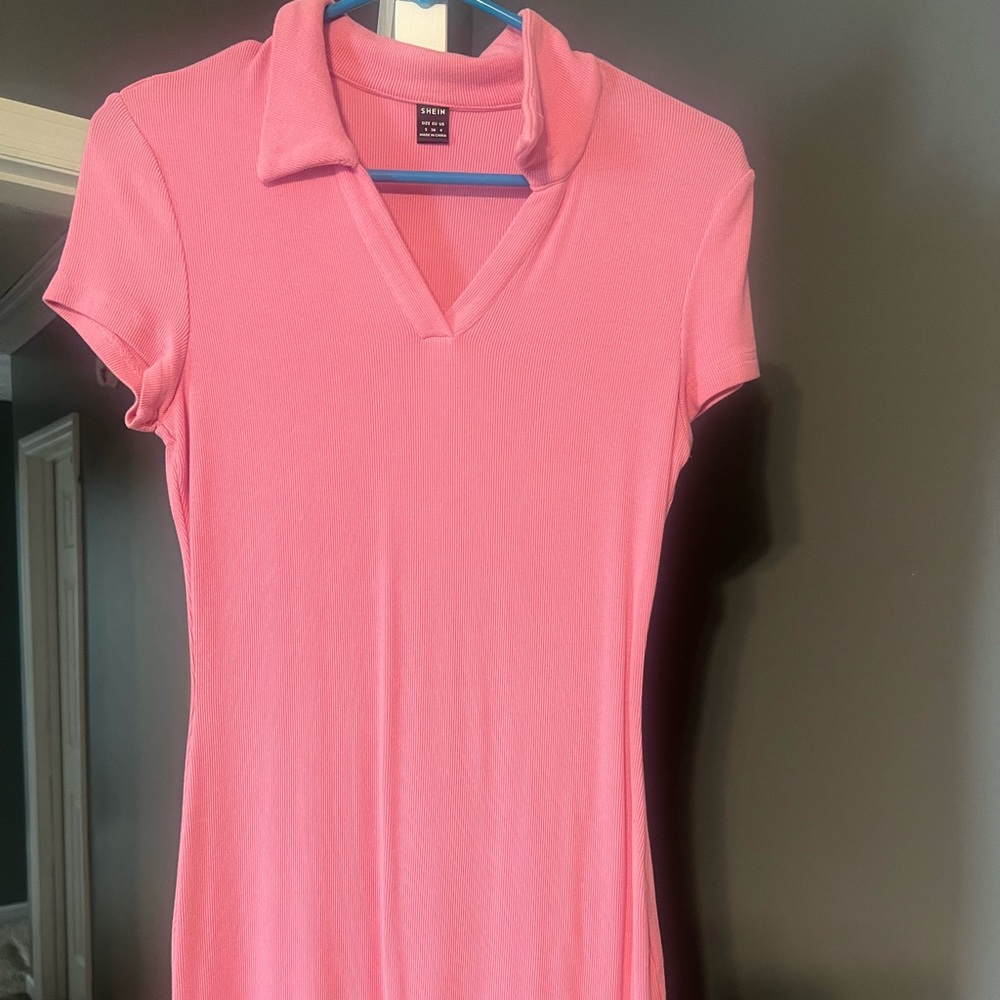 Pink V-Neck Dress